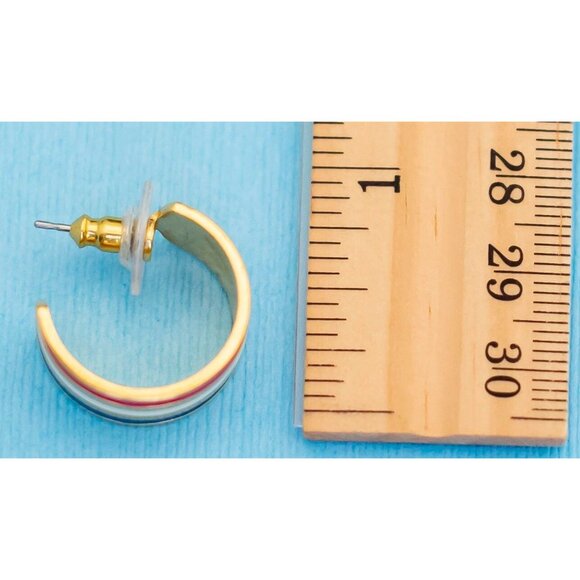 Vintage Elegant Gold Tone Hoop Earrings by Avon N13 - Picture 2 of 2